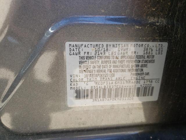 3N1AB7AP0KY251308 Nissan SENTRA S