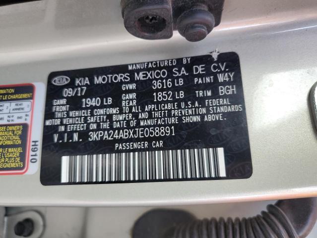 3KPA24ABXJE058891 KIA RIO LX