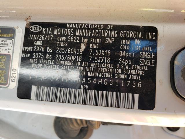 5XYPHDA54HG311736 KIA SORENTO EX