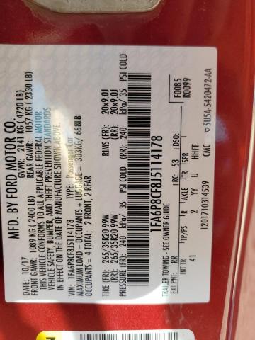 1FA6P8CF8J5114178 Ford MUSTANG GT