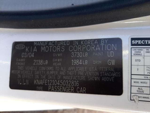 KNAFE121045032816 KIA SPECTRA LX