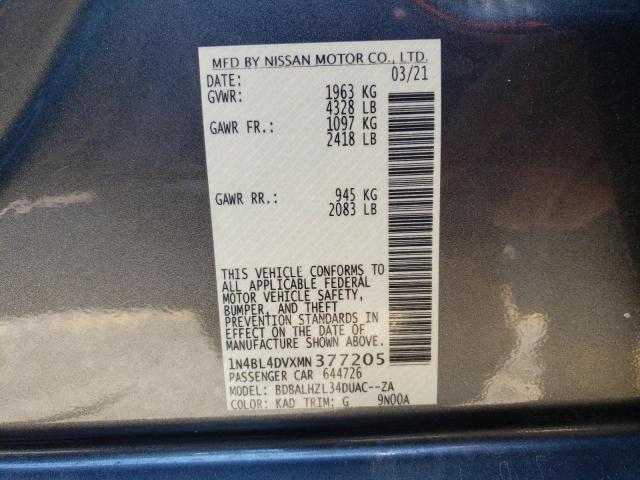 2021 NISSAN ALTIMA SV - 1N4BL4DVXMN377205