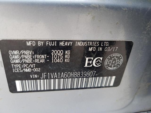 2017 SUBARU WRX JF1VA1A60H8839807