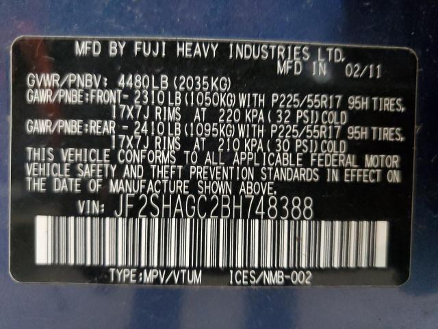 JF2SHAGC2BH748388 Subaru Forester Touring