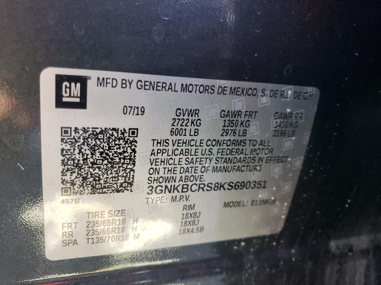3GNKBCRS8KS690351 CHEVROLET BLAZER 2019