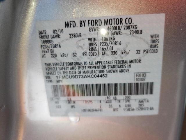 2010 Ford Escape Xlt VIN: 1FMCU9D73AKC04452 Lot: 43391264