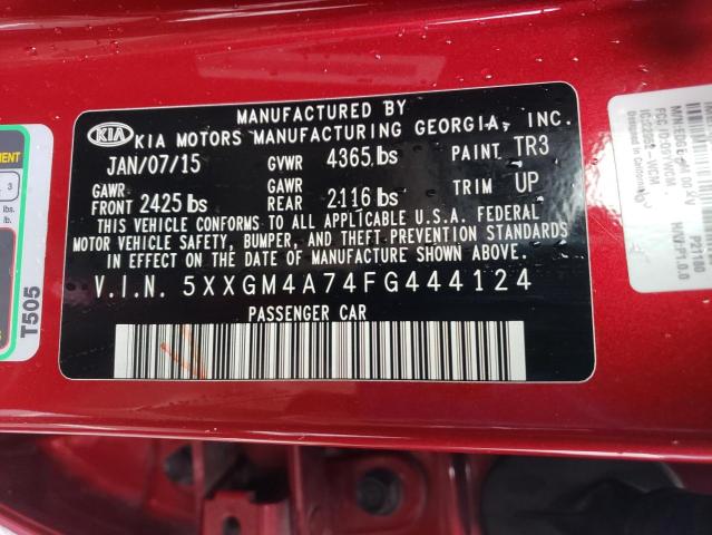 5XXGM4A74FG444124 KIA Optima Lx
