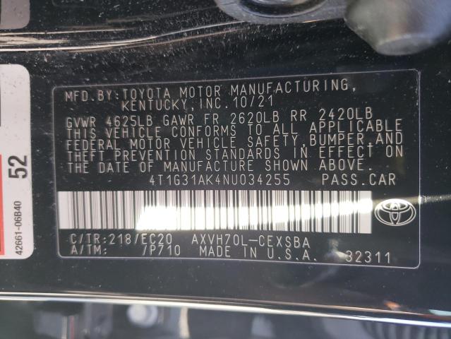 2022 TOYOTA CAMRY NIGH - 4T1G31AK4NU034255
