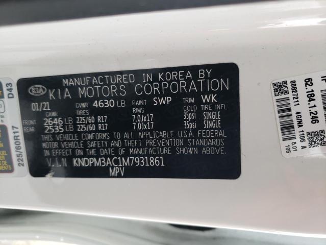 KNDPM3AC1M7931861 KIA Sportage Lx