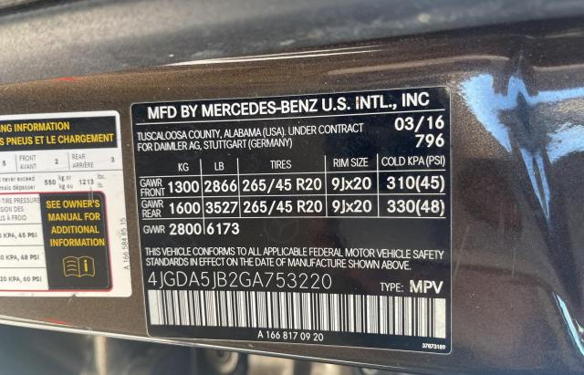 2016 MERCEDES-BENZ GLE 350 - 4JGDA5JB2GA753220