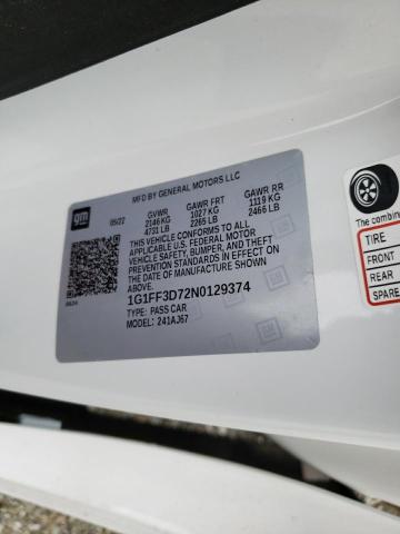 2022 CHEVROLET CAMARO LT1 1G1FF3D72N0129374