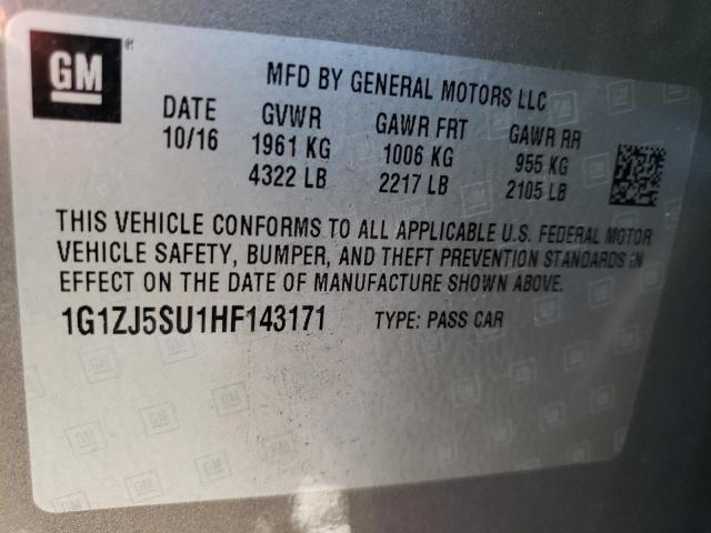 2017 CHEVROLET MALIBU HYB - 1G1ZJ5SU1HF143171