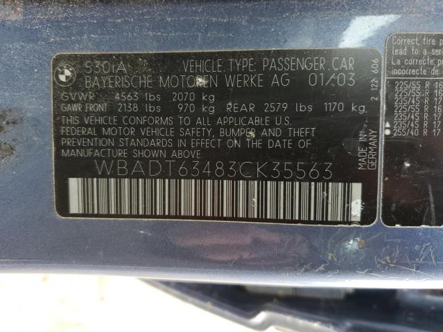 WBADT63483CK35563 BMW 530 I Automatic