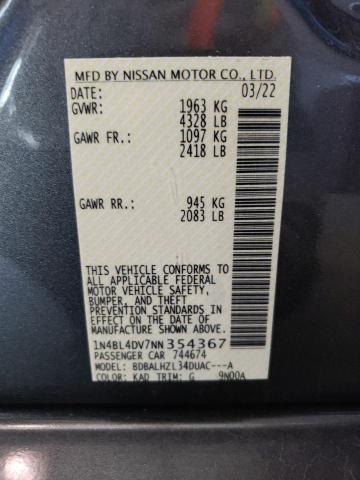2022 NISSAN ALTIMA SV - 1N4BL4DV7NN354367