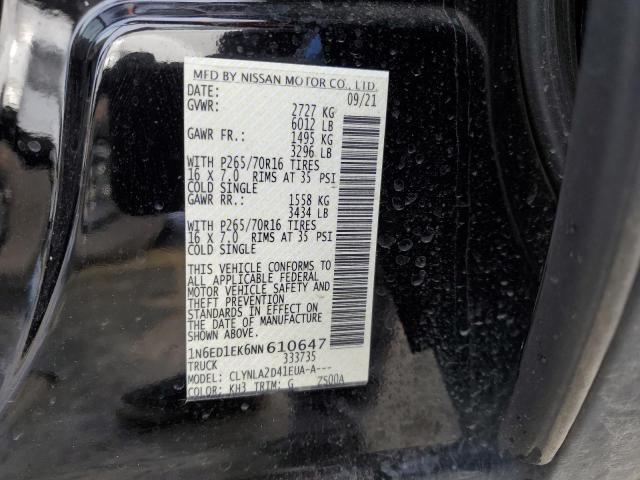 1N6ED1EK6NN610647 Nissan FRONTIER S