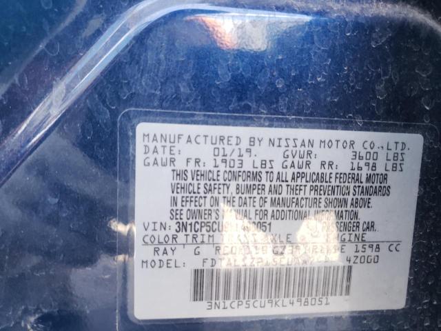 3N1CP5CU9KL498051 Nissan KICKS S