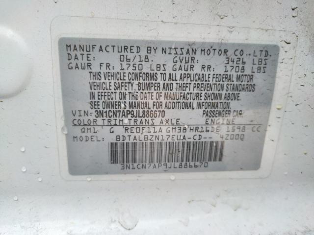 3N1CN7AP9JL886670 Nissan VERSA S