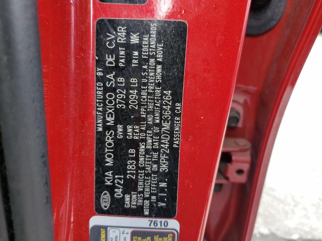 3KPF24AD7ME364264 KIA FORTE FE