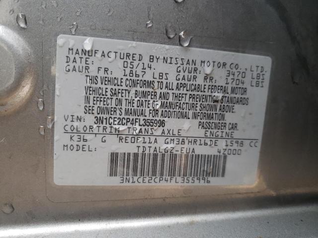 3N1CE2CP4FL355996 Nissan Versa Note S