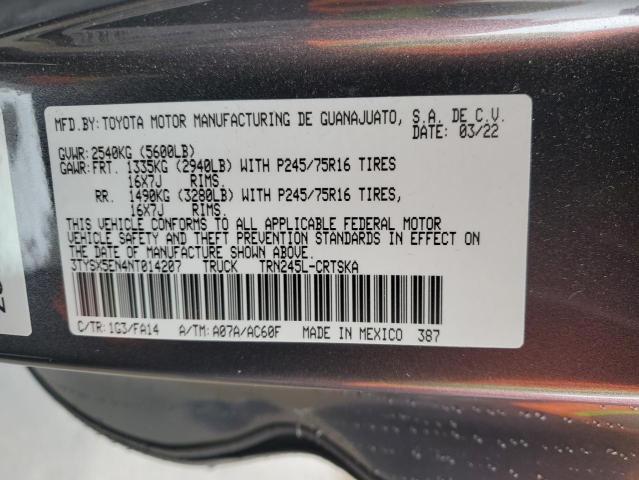 2022 TOYOTA TACOMA ACC 3TYSX5EN4NT014207