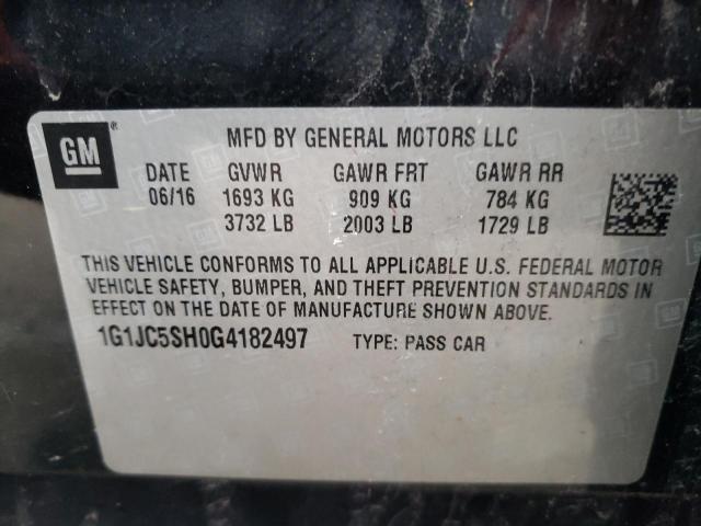2016 CHEVROLET SONIC LT - 1G1JC5SH0G4182497