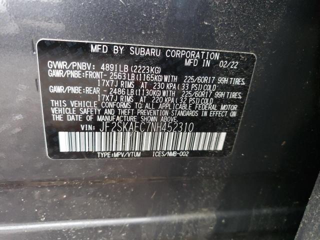 2022 SUBARU FORESTER P - JF2SKAEC7NH452310