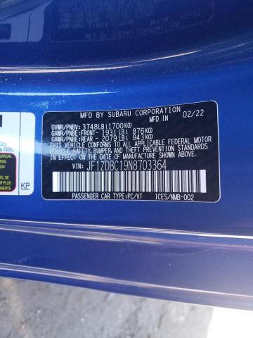 2022 SUBARU BRZ PREMIU JF1ZDBC19N8703364