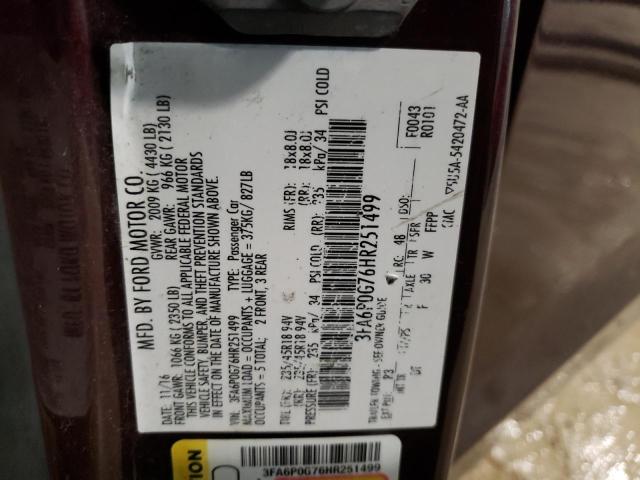 2017 FORD FUSION S 3FA6P0G76HR251499
