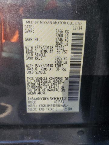 1N6AA0EC0FN500012 Nissan TITAN S