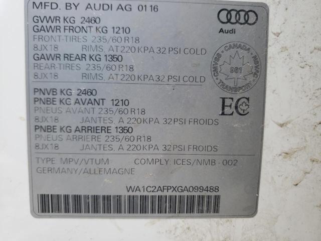 2016 AUDI Q5 PREMIUM - WA1C2AFPXGA099488