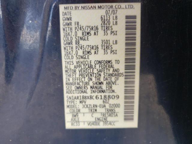 5N1AR18BX8C618809 Nissan Pathfinder