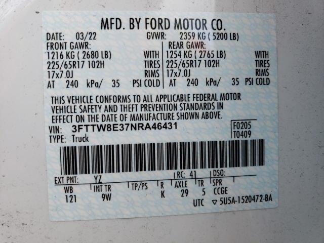 2022 FORD MAVERICK X - 3FTTW8E37NRA46431