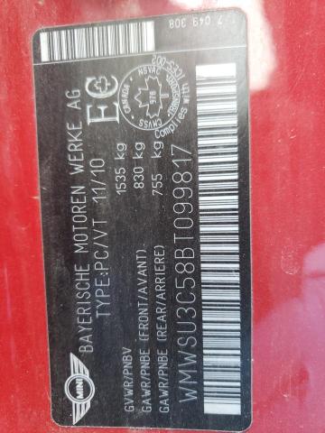 WMWSU3C58BT099817 Mini Cooper