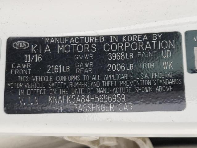 KNAFK5A84H5696959 KIA FORTE LX