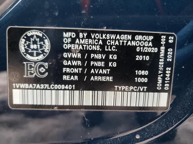 2020 VOLKSWAGEN PASSAT HIG - 1VWBA7A37LC009401