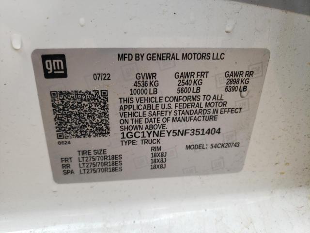 2022 CHEVROLET SILVERADO - 1GC1YNEY5NF351404