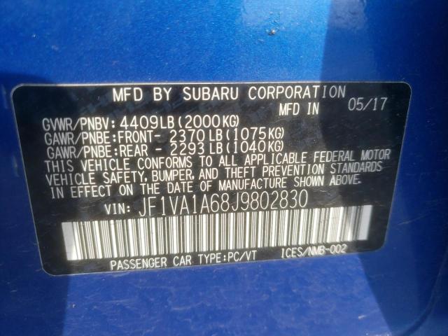 JF1VA1A68J9802830 Subaru WRX