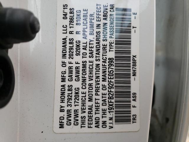 2015 HONDA CIVIC EXL - 19XFB2F92FE057998
