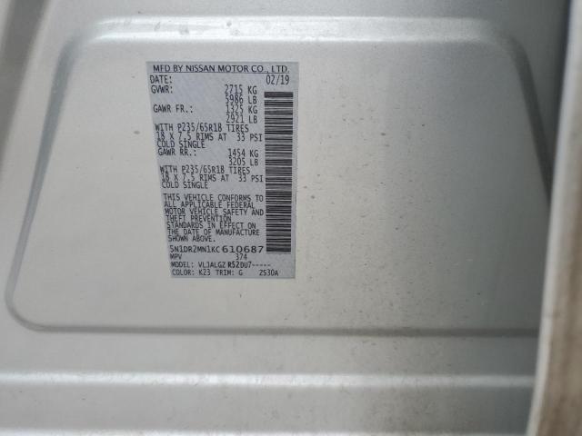 5N1DR2MN1KC610687 Nissan Pathfinder S