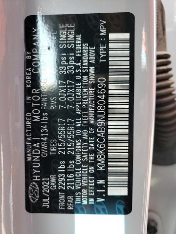KM8K6CAB9NU804690 Hyundai Kona Sel