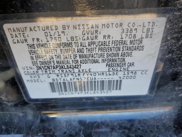 3N1CN7AP3KL843427 Nissan VERSA S