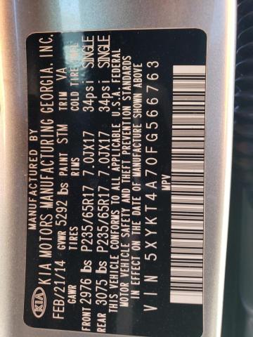 5XYKT4A70FG566763 KIA SORENTO LX
