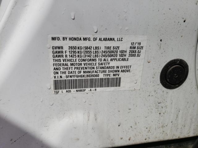 2020 HONDA PILOT TOUR - 5FNYF6H6XLB039360