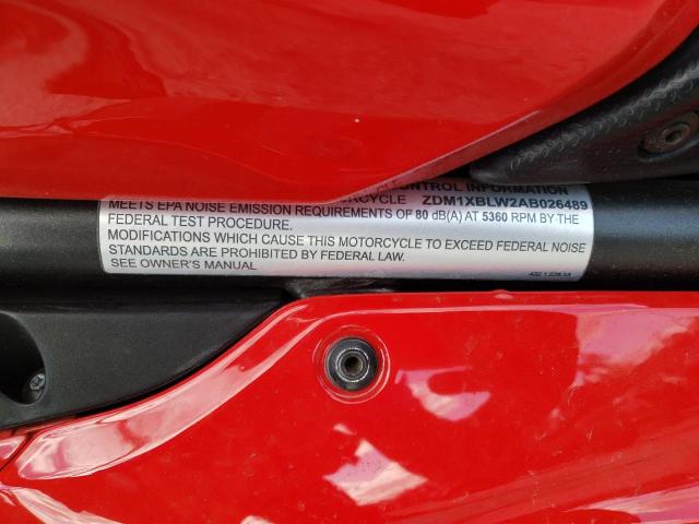 2010 DUCATI 1198 BASE ZDM1XBLW2AB026489
