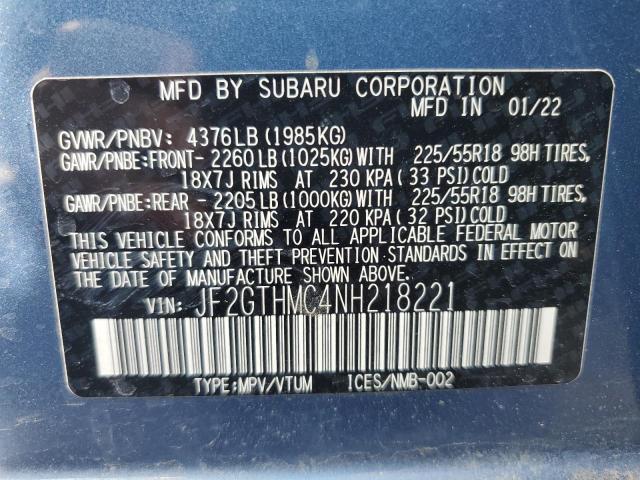 2022 SUBARU CROSSTREK JF2GTHMC4NH218221