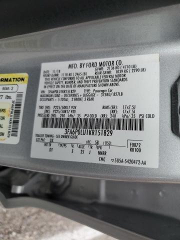 3FA6P0LU1KR151829 2019 FORD FUSION, photo no. 13