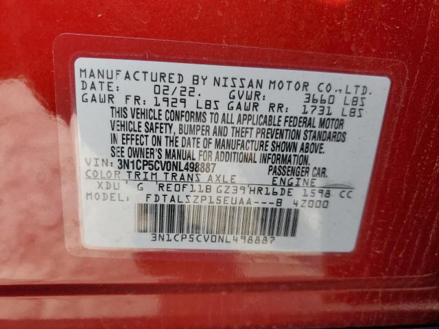 3N1CP5CV0NL498887 Nissan KICKS SV