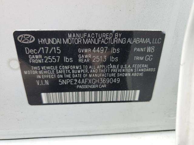 5NPE24AFXGH369049 Hyundai SONATA SE