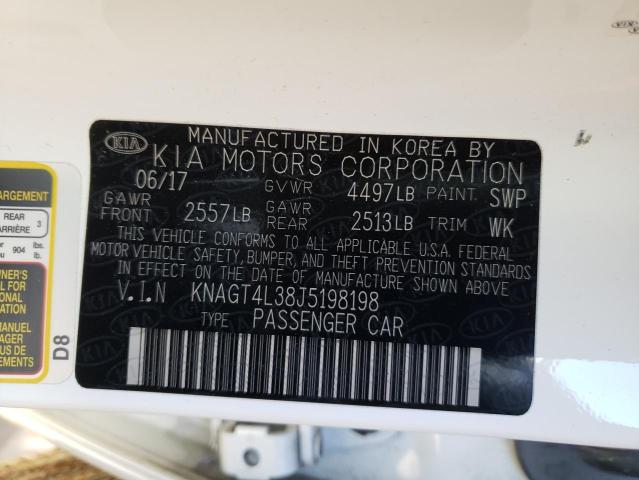 KNAGT4L38J5198198 KIA Optima Lx