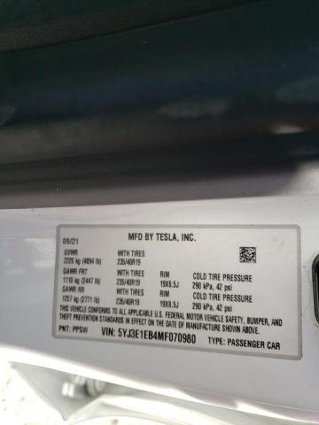 5YJ3E1EB4MF070980 Tesla MODEL 3